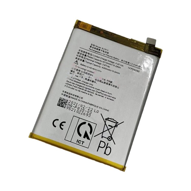 BLP815 4300mAh for OnePlus Nord N10 Li - Polymer Battery, For OnePlus Nord N10 - ORIWHIZ