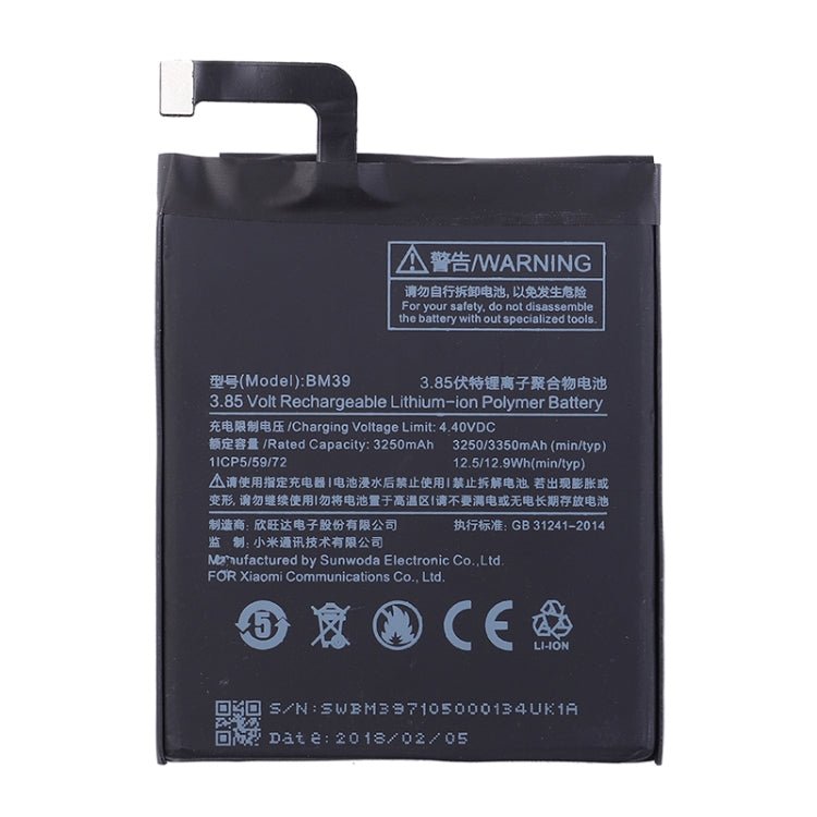 BM39 3250mAh for Xiaomi Mi 6 Li - Polymer Battery, For Xiaomi Mi 6 - ORIWHIZ