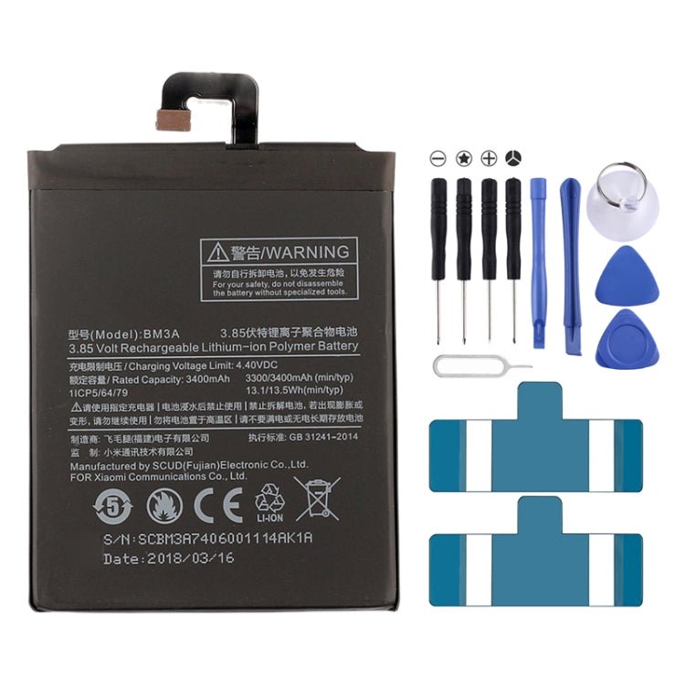 BM3A 3400mAh for Xiaomi Mi Note 3 Li - Polymer Battery, For Xiaomi Mi Note 3 - ORIWHIZ