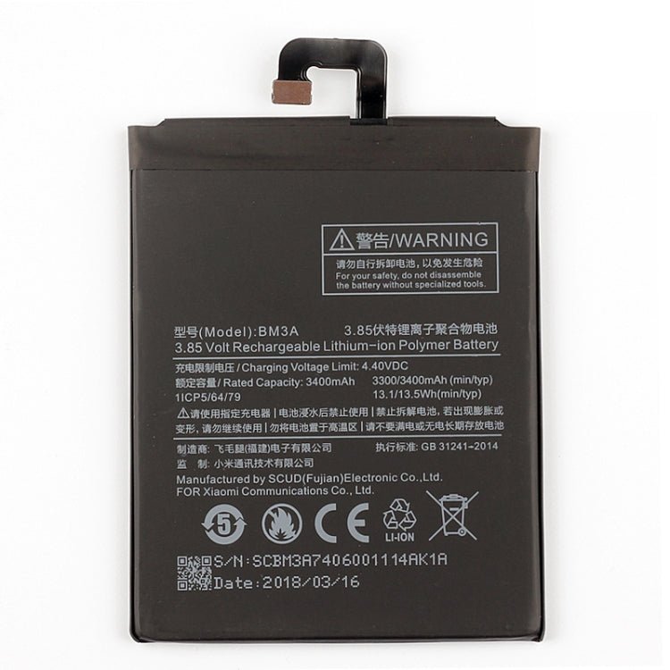 BM3A 3400mAh for Xiaomi Mi Note 3 Li - Polymer Battery, For Xiaomi Mi Note 3 - ORIWHIZ