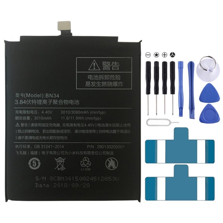 BN34 3010mAh for Xiaomi Redmi 5A Li - Polymer Battery, For Xiaomi Redmi 5A - ORIWHIZ