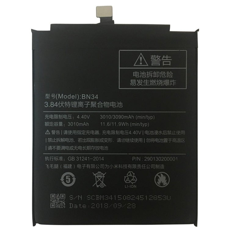 BN34 3010mAh for Xiaomi Redmi 5A Li - Polymer Battery, For Xiaomi Redmi 5A - ORIWHIZ