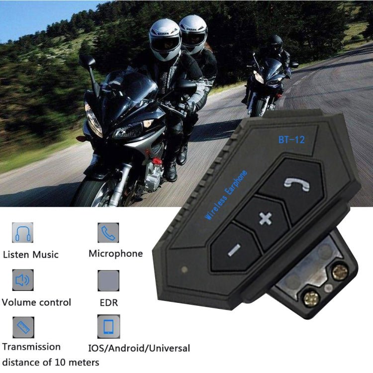 BT12 Motorcycle Helmet Bluetooth Headset Motorcycle Intercom Bluetooth Headset, BT12 - ORIWHIZConsumer ElectronicsMotorcycle Walkie TalkieWalkie Talkie