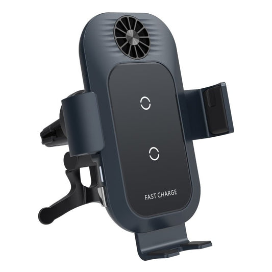 C35 Fan Cooling Dual Coil Car Phone Holder Wireless Charger, C35 - ORIWHIZ