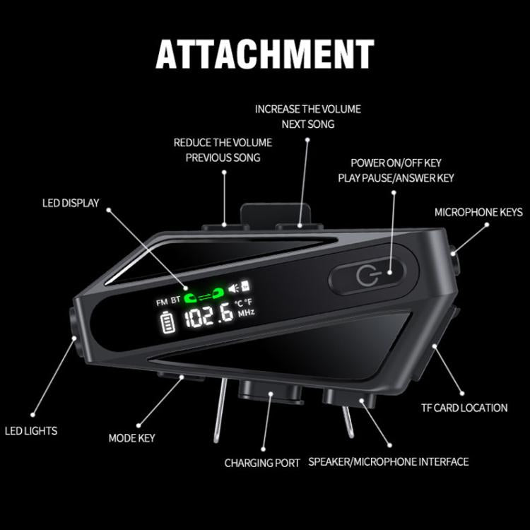 C6 IPX6 Waterproof LED Lighting Wireless Intercom Helmet Bluetooth Headset, Hard Mic, Soft Mic, Soft and Hard Mics - ORIWHIZConsumer ElectronicsMotorcycle Walkie TalkieWalkie Talkie