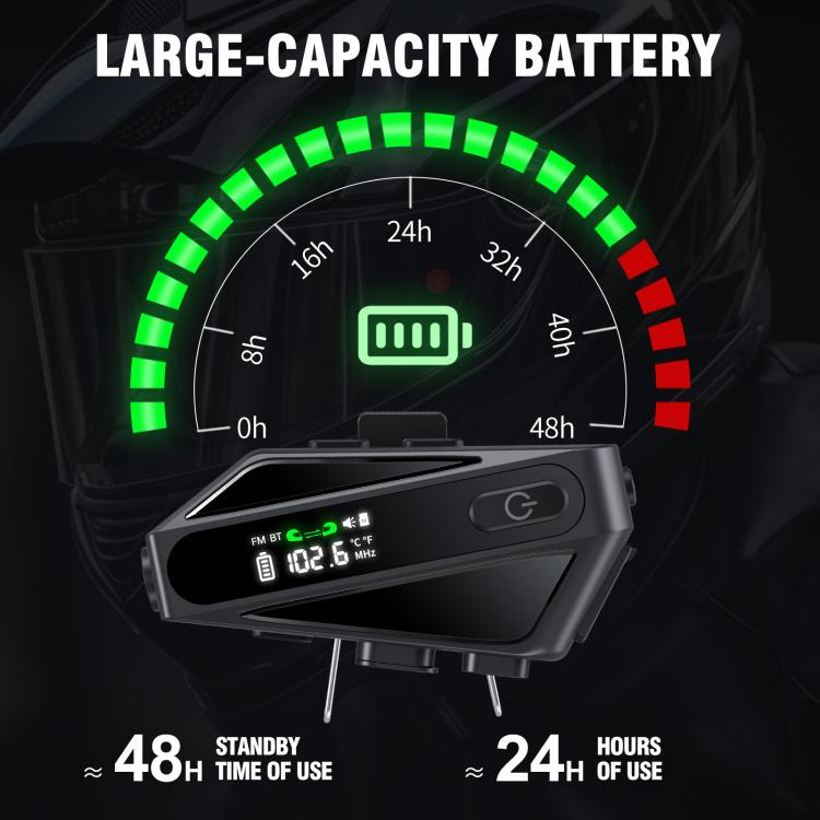 C6 IPX6 Waterproof LED Lighting Wireless Intercom Helmet Bluetooth Headset, Hard Mic, Soft Mic, Soft and Hard Mics - ORIWHIZConsumer ElectronicsMotorcycle Walkie TalkieWalkie Talkie