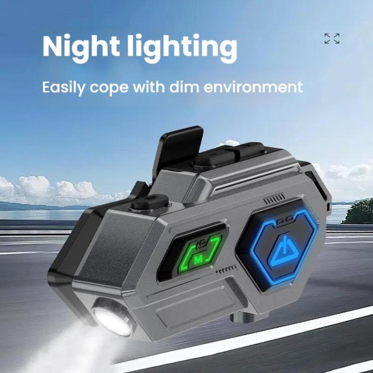 C8Pro IPX7 Waterproof Two - Person Intercom Helmet Bluetooth Headset With Flashlight, Soft Mic, Hard Mic, Soft and Hard Mics - ORIWHIZConsumer ElectronicsMotorcycle Walkie TalkieWalkie Talkie