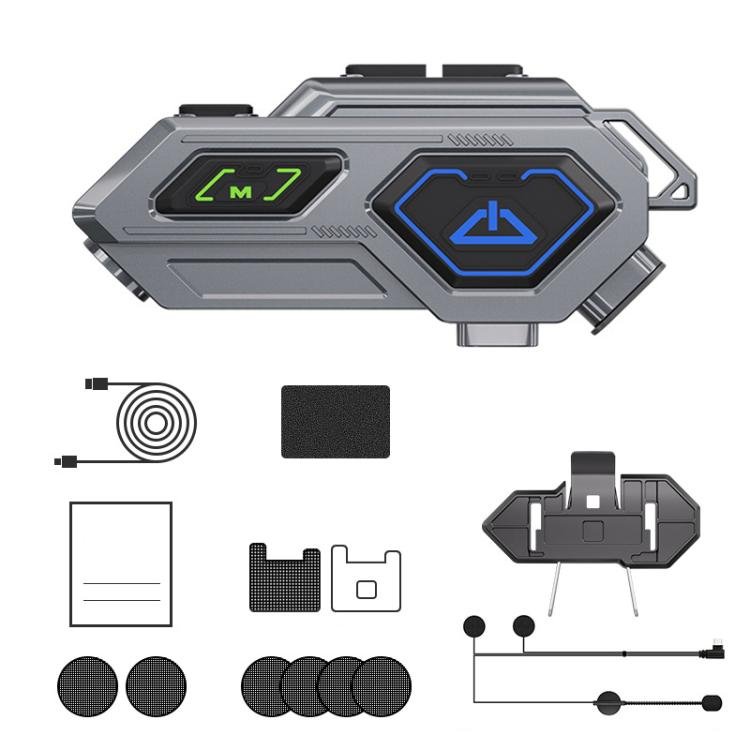 C8Pro IPX7 Waterproof Two - Person Intercom Helmet Bluetooth Headset With Flashlight, Soft Mic, Hard Mic, Soft and Hard Mics - ORIWHIZConsumer ElectronicsMotorcycle Walkie TalkieWalkie Talkie