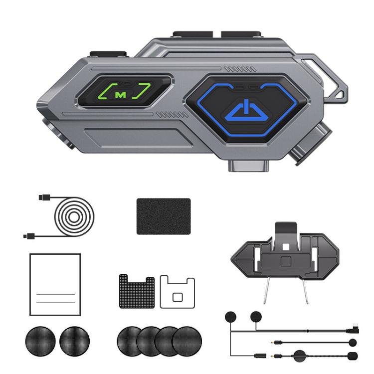 C8Pro IPX7 Waterproof Two - Person Intercom Helmet Bluetooth Headset With Flashlight, Soft Mic, Hard Mic, Soft and Hard Mics - ORIWHIZConsumer ElectronicsMotorcycle Walkie TalkieWalkie Talkie