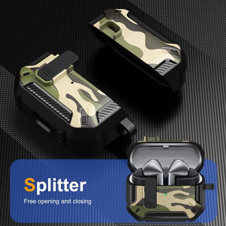 Camouflage Earphone Protective Case with Switch & Hook, For Samsung Galaxy Buds3 / 3 Pro - ORIWHIZ