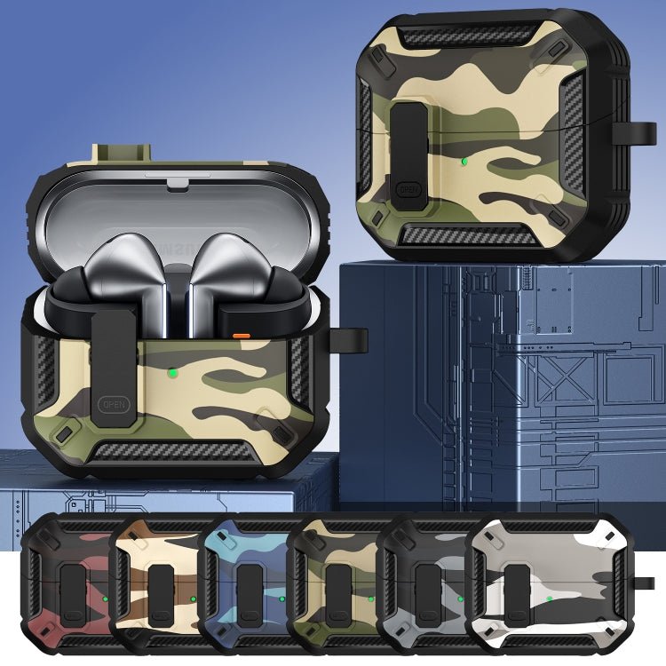 Camouflage Earphone Protective Case with Switch & Hook, For Samsung Galaxy Buds3 / 3 Pro - ORIWHIZ