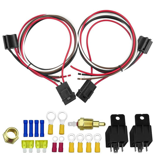 Car 12V 40A 175 - 185 Degree Thermostat Dual Electric Cooling Fan Wiring Relay Sensor Kit, Electric Cooling Fan Wiring Relay - ORIWHIZCar Replacement PartsDIY CablesIn Car