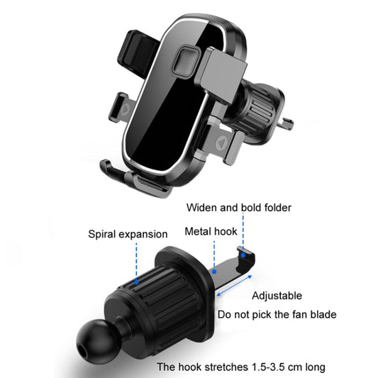 Car Air Outlet Hook Firmly Navigation Mobile Phone Holder, Mirror Black - ORIWHIZ