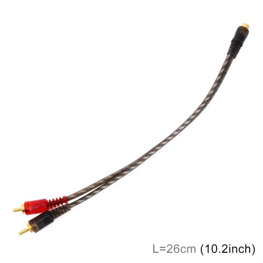 Car AV Audio Video 1 Female to 2 Male Copper Extension Cable Wiring Harness, Cable Length: 26cm, 1 Female to 2 Male (Copper) - ORIWHIZCar Replacement PartsDIY CablesIn Car