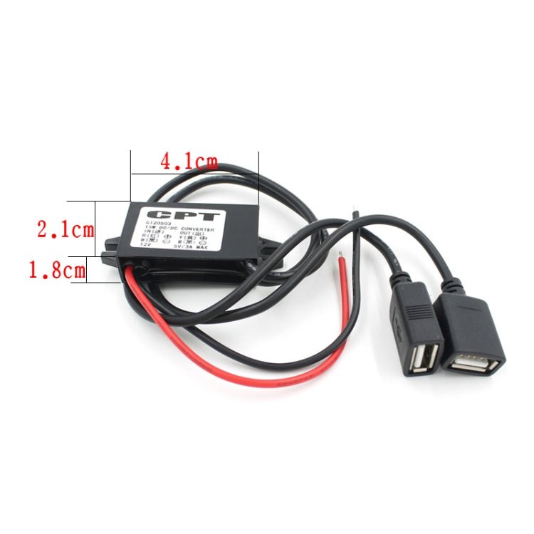 Car Motorcycle Dual USB Car Charger DC 12V To 5V 3A Power Adapter with for Car GPS Tracker DVR, Length: 1m, Car Dual USB Power Adapter - ORIWHIZCar Replacement PartsDIY CablesIn Car