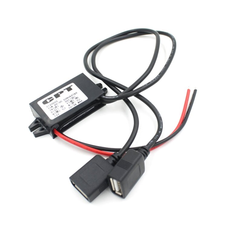 Car Motorcycle Dual USB Car Charger DC 12V To 5V 3A Power Adapter with for Car GPS Tracker DVR, Length: 1m, Car Dual USB Power Adapter - ORIWHIZCar Replacement PartsDIY CablesIn Car
