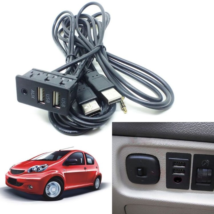 Car Universal Modification Dual USB +AUX Interface Charging Seat, USB+USB+AUX - ORIWHIZCar Replacement PartsDIY CablesIn Car