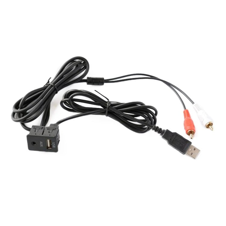 Car Universal Modified USB AUX Extension Cable USB+2RCA Lotus Male Switch Holder for Alpine / Pioneer, USB AUX Extension Cable - ORIWHIZCar Replacement PartsDIY CablesIn Car