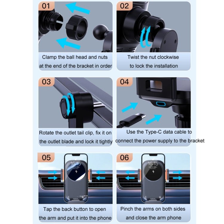 Car Wireless Charging Outlet Navigation Mobile Phone Holder - ORIWHIZ