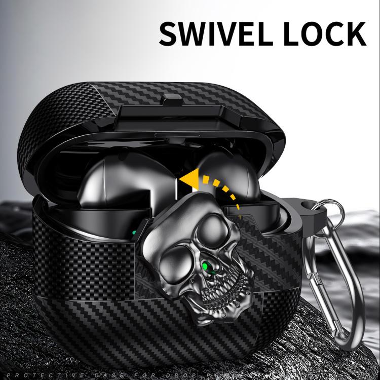 Carbon Fiber Pattern Skull Lock Bluetooth Earphone Protective Case, For Samsung Galaxy Buds3 Pro - ORIWHIZ