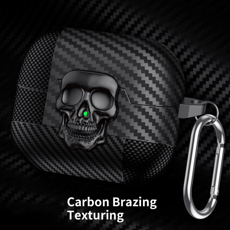 Carbon Fiber Pattern Skull Lock Bluetooth Earphone Protective Case, For Samsung Galaxy Buds3 Pro - ORIWHIZ