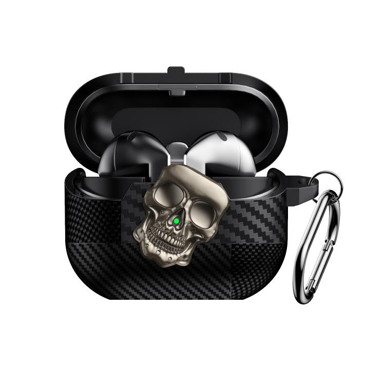 Carbon Fiber Pattern Skull Lock Bluetooth Earphone Protective Case, For Samsung Galaxy Buds3 Pro - ORIWHIZ