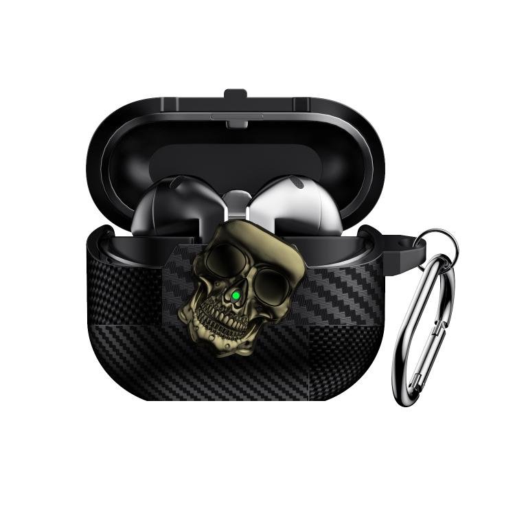 Carbon Fiber Pattern Skull Lock Bluetooth Earphone Protective Case, For Samsung Galaxy Buds3 Pro - ORIWHIZ