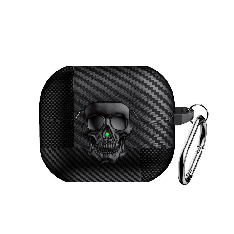 Carbon Fiber Pattern Skull Lock Bluetooth Earphone Protective Case, For Samsung Galaxy Buds3 Pro - ORIWHIZ