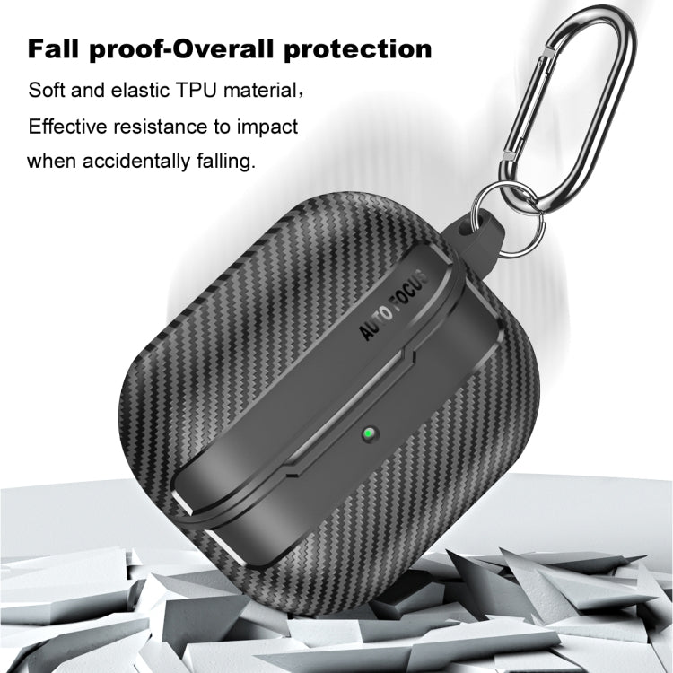 Carbon Fiber Texture Earphone Protective Case with Carabiner, For Samsung Galaxy Buds3 / 3 Pro - ORIWHIZ
