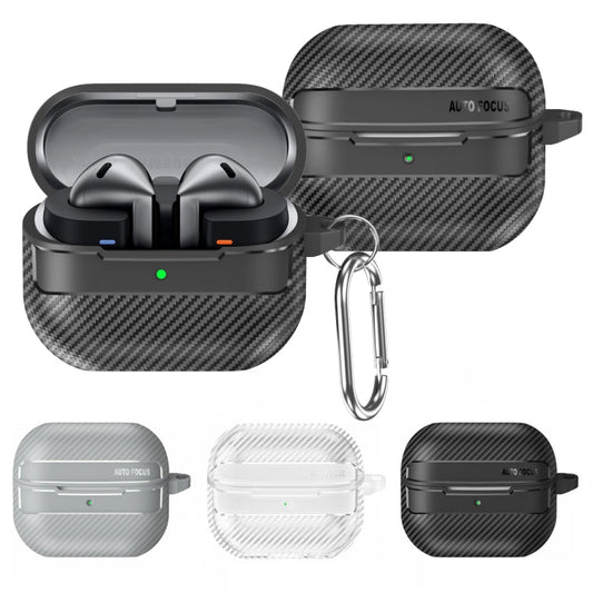 Carbon Fiber Texture Earphone Protective Case with Carabiner, For Samsung Galaxy Buds3 / 3 Pro - ORIWHIZ