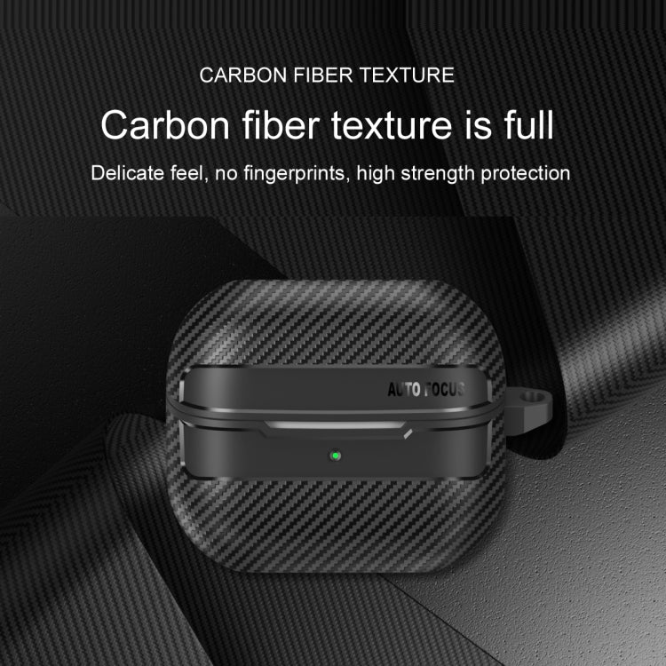 Carbon Fiber Texture Earphone Protective Case with Carabiner, For Samsung Galaxy Buds3 / 3 Pro - ORIWHIZ