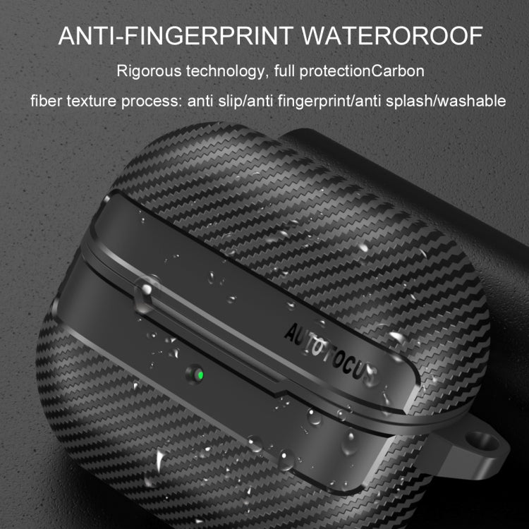 Carbon Fiber Texture Earphone Protective Case with Carabiner, For Samsung Galaxy Buds3 / 3 Pro - ORIWHIZ