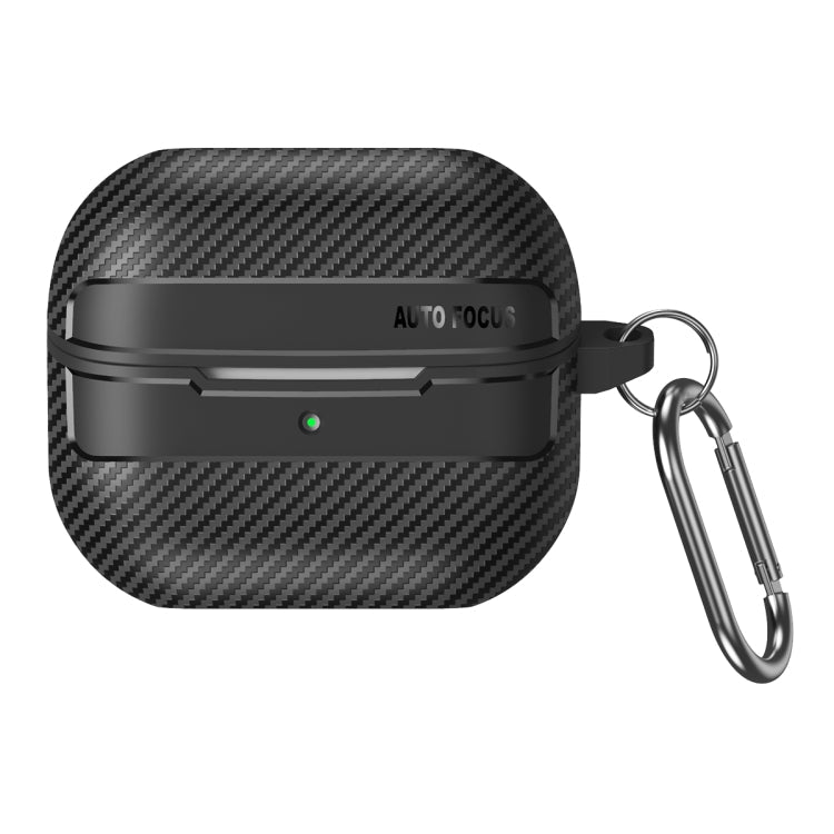 Carbon Fiber Texture Earphone Protective Case with Carabiner, For Samsung Galaxy Buds3 / 3 Pro - ORIWHIZ