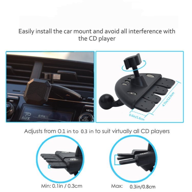 CD008 360 Degree Strong Magnet Car CD Slot Magnetic Cell Phone Mount Holder, CD008 - ORIWHIZ