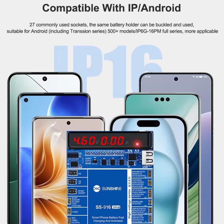 Charging Activation Fixture 5 - 9V Adaptive Voltage Support iPhone 16 Series and Android Models, SUNSHINE SS - 916 Ultra - ORIWHIZ