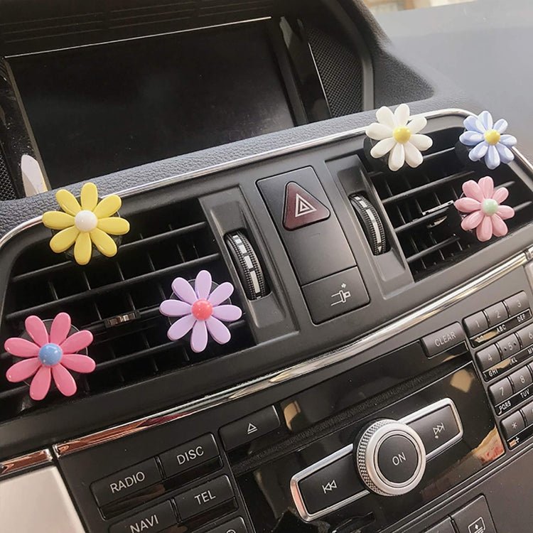 Colorful Daisy Car Decorative Air Vent Aromatherapy Clip, Blue, Pink, White, Yellow - ORIWHIZ