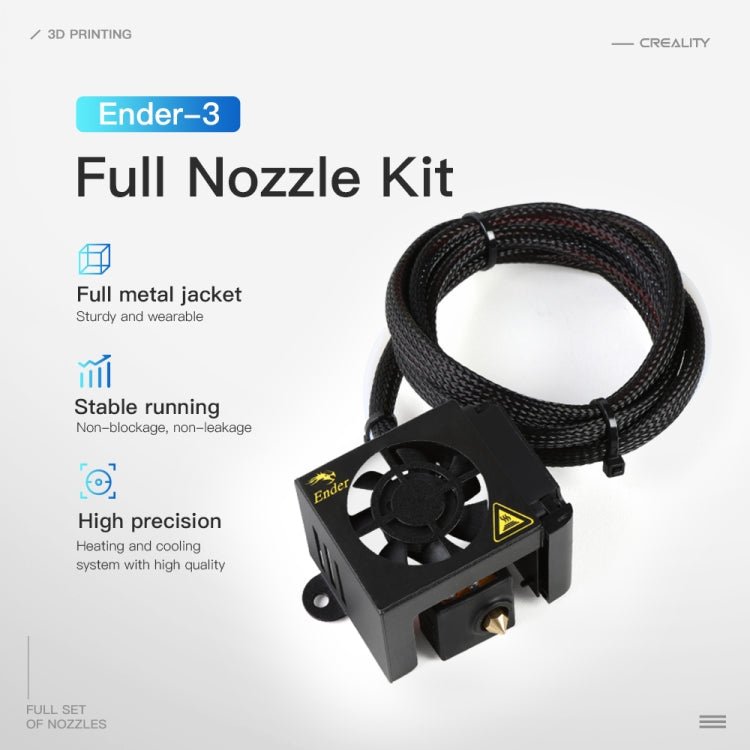 Creality 24V 40W Extruder Full Nozzle Hot End Kit with Nozzle Extruder+Cooling Fan+Shell for Ender - 3 3D Printer - ORIWHIZ