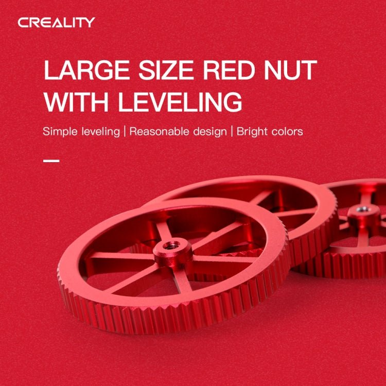 Creality Metal Red Hand Screwed Leveling Nut for Ender - 3 / Ender - 3 Pro / Ender - 3 V2 / CR - 10 Pro V2 3D Printer - ORIWHIZ