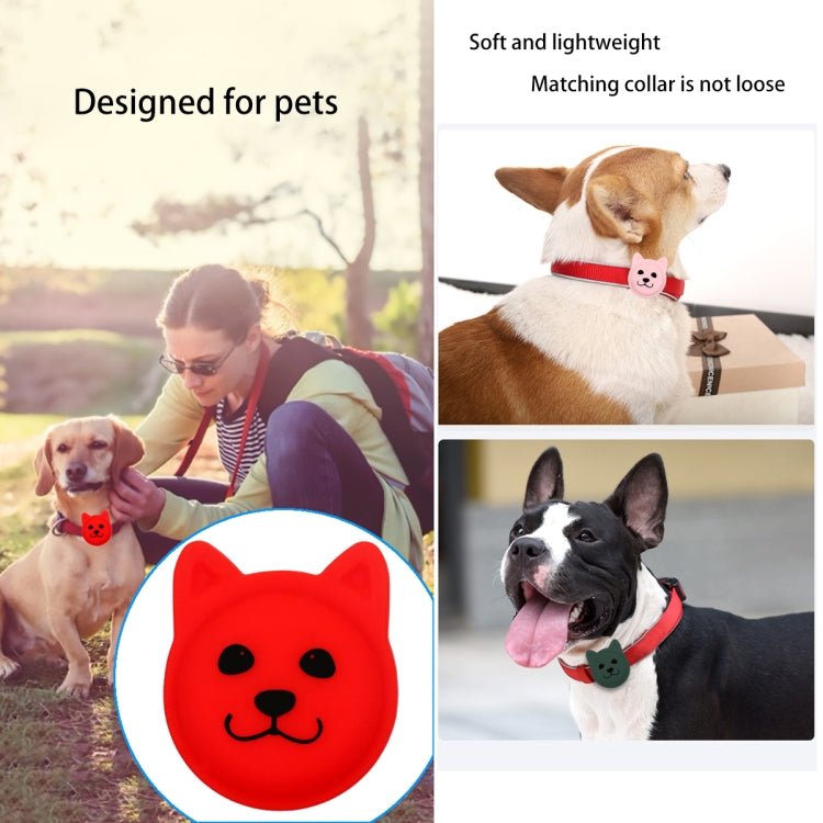 Cute Cartoon Pet Collar Anti - lost Tracker Silicone Case For AirTag, Serious Face, Naughty Smiley, Hanhan Smile - ORIWHIZ