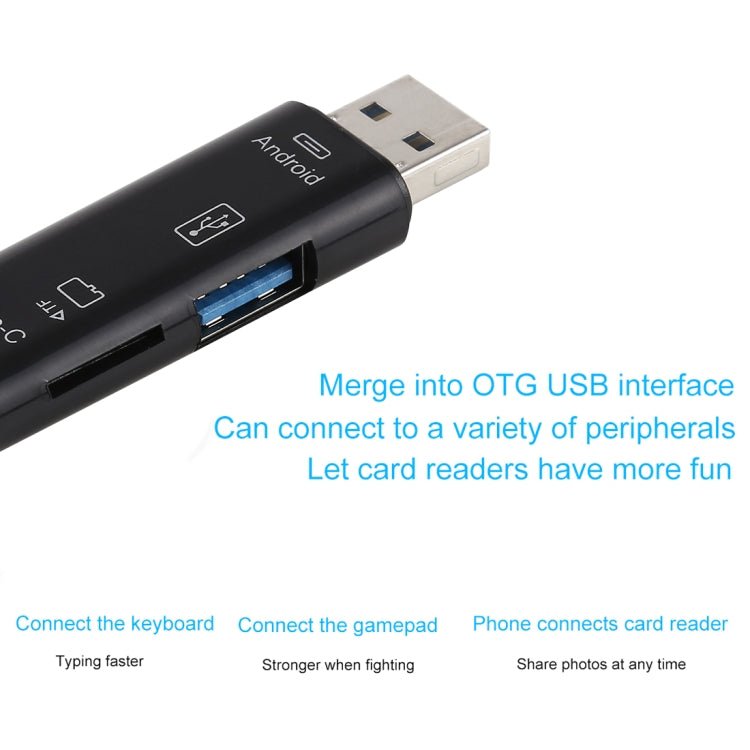 D - 188 3 in 1 TF & USB to Micro USB & Type - C Card Reader OTG Adapter Connector - ORIWHIZ