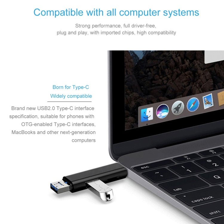 D - 188 3 in 1 TF & USB to Micro USB & Type - C Card Reader OTG Adapter Connector - ORIWHIZ