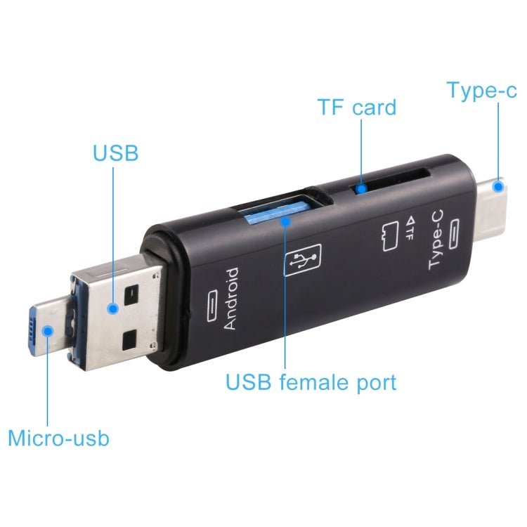 D - 188 3 in 1 TF & USB to Micro USB & Type - C Card Reader OTG Adapter Connector - ORIWHIZ