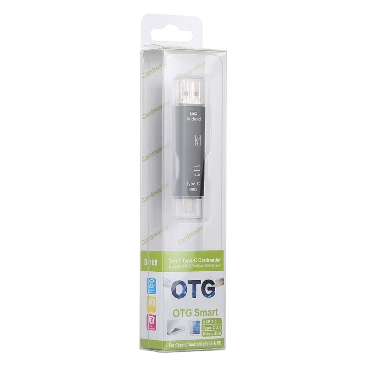 D - 188 3 in 1 TF & USB to Micro USB & Type - C Card Reader OTG Adapter Connector - ORIWHIZ