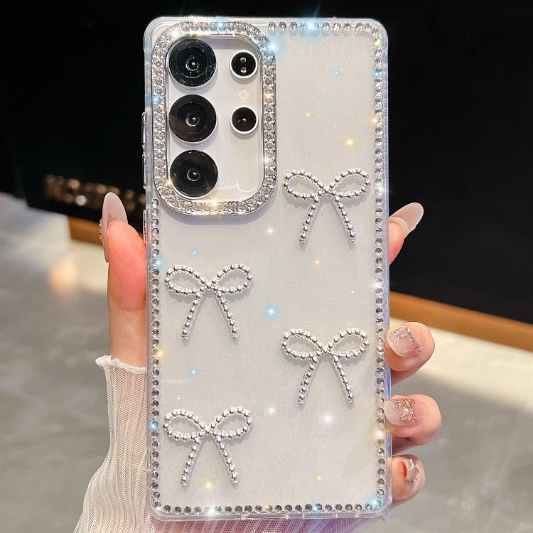 Diamond Glitter Bow - knot Four - Corner Shockproof Phone Case, For Samsung Galaxy S23 Ultra 5G - ORIWHIZGalaxy S23 Ultra 5GGalaxy S23 Ultra 5G CasesSamsung Accessories