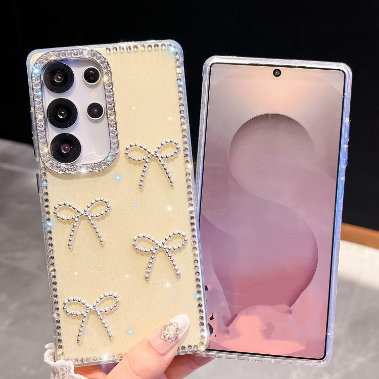 Diamond Glitter Bow - knot Four - Corner Shockproof Phone Case, For Samsung Galaxy S23 Ultra 5G - ORIWHIZGalaxy S23 Ultra 5GGalaxy S23 Ultra 5G CasesSamsung Accessories