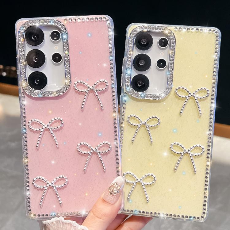 Diamond Glitter Bow - knot Four - Corner Shockproof Phone Case, For Samsung Galaxy S23 Ultra 5G - ORIWHIZGalaxy S23 Ultra 5GGalaxy S23 Ultra 5G CasesSamsung Accessories