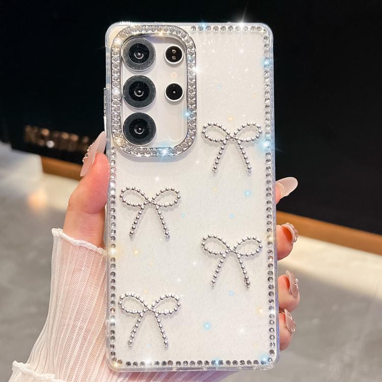 Diamond Glitter Bow - knot Four - Corner Shockproof Phone Case, For Samsung Galaxy S23 Ultra 5G - ORIWHIZGalaxy S23 Ultra 5GGalaxy S23 Ultra 5G CasesSamsung Accessories