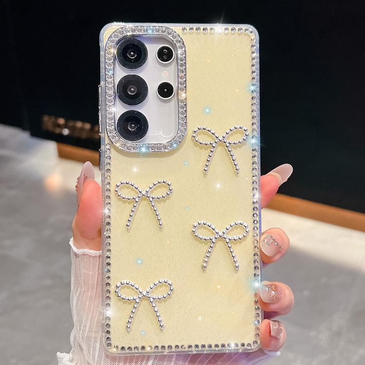 Diamond Glitter Bow - knot Four - Corner Shockproof Phone Case, For Samsung Galaxy S23 Ultra 5G - ORIWHIZGalaxy S23 Ultra 5GGalaxy S23 Ultra 5G CasesSamsung Accessories