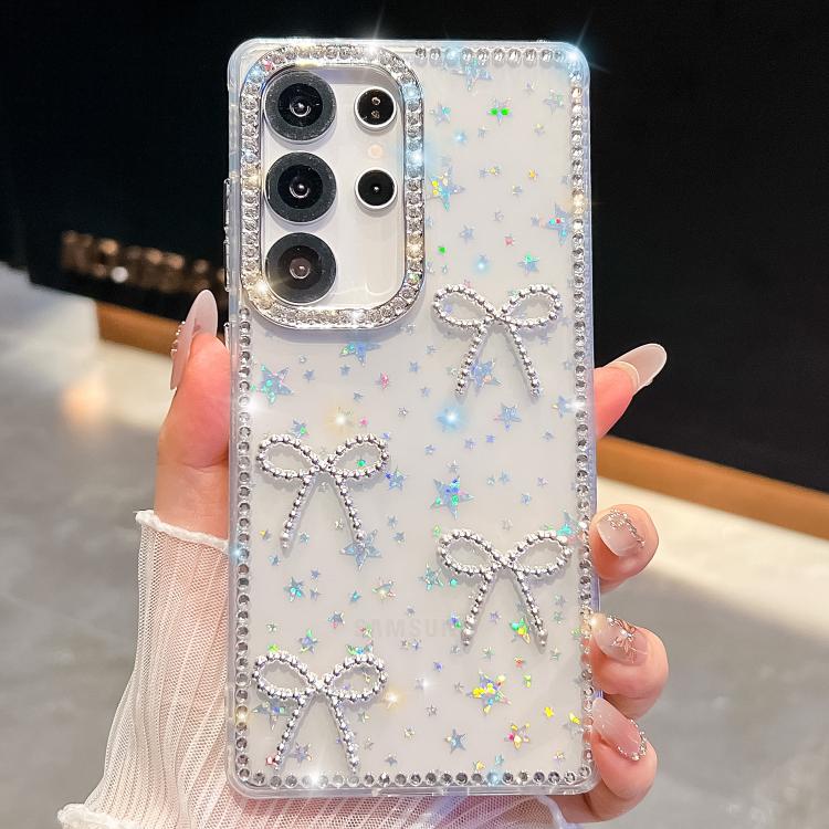 Diamond Glitter Bow - knot Four - Corner Shockproof Phone Case, For Samsung Galaxy S23 Ultra 5G - ORIWHIZGalaxy S23 Ultra 5GGalaxy S23 Ultra 5G CasesSamsung Accessories
