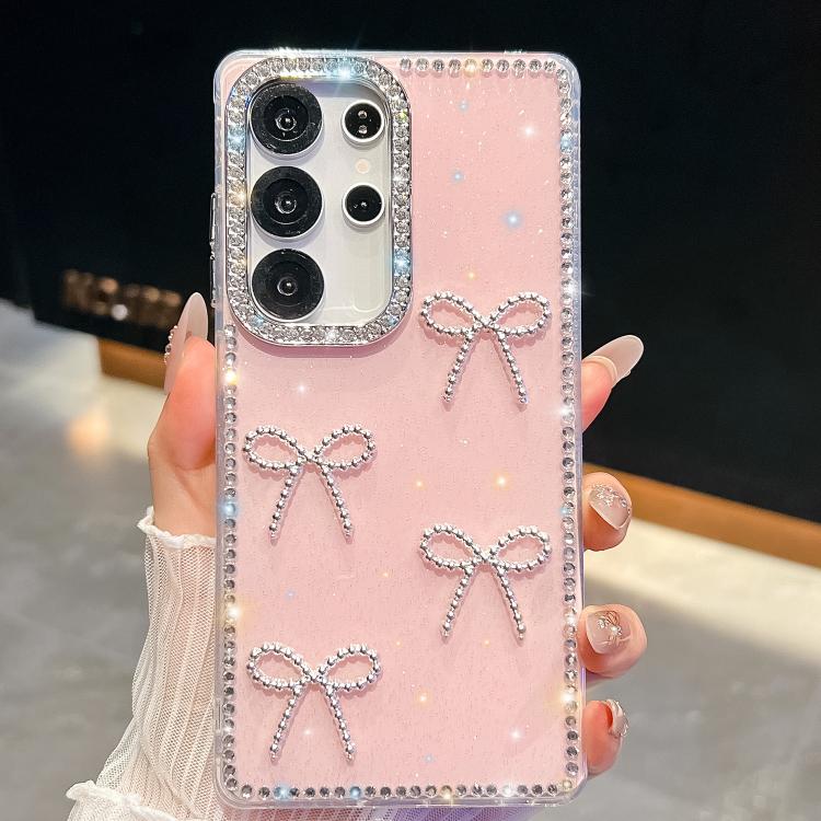 Diamond Glitter Bow - knot Four - Corner Shockproof Phone Case, For Samsung Galaxy S23 Ultra 5G - ORIWHIZGalaxy S23 Ultra 5GGalaxy S23 Ultra 5G CasesSamsung Accessories
